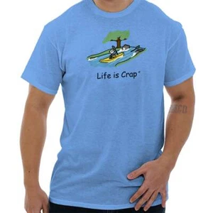 Life is Crap Sucks Bad Day Grumpy Kayaking Mens Casual Crewneck T Shirts Tees - Picture 1 of 15
