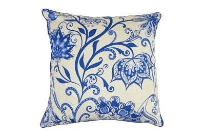 Cojín 100% algodón - diseño floral azul - 45 x 45 cm - Imagen 1 de 3