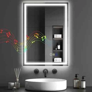 HOMCOM 500 x 700 mm Bathroom Mirror with Bluetooth Lights Demister Pad - Picture 1 of 11
