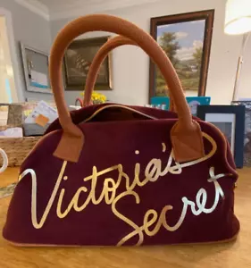 Victoria's Secret Corduroy Satchel Bag Purse Zip Close Double Handle Rust Color - Picture 1 of 5
