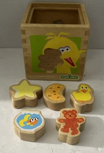 Sesame Street Sort n Shape Friends Cube Wooden Shape Sorter Used See Description - Picture 1 of 7