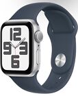 Apple Watch SE 2. Gen GPS 40mm Smartwatch mit silberner Aluminiumhülle sturmblau