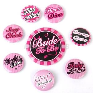 8 piece Badge Set Bride To Be Hen Night Accessories  Party Favour HEN'S PARTY UK