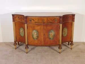 Antique 1880s-90s French Louis XVI Paint-Decorated Cameos Long Chest Sideboard - Picture 1 of 20