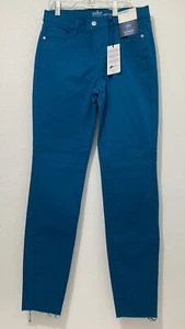 NWT SOHO New York Co. Jeans Woman Super Skinny Stretch Aqua Raw Hem Size 6 - Picture 1 of 3