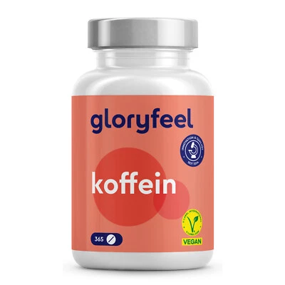 GLORYFEEL Koffeintabletten - 365 Tabletten - 200 mg pro Tablette - Wachmacher hochdosiert
