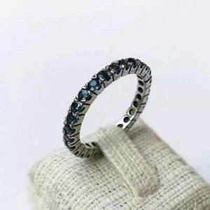 2Ct Round Lab-Created Sapphire Full Eternity Wedding Ring 14K White Gold Plated - Picture 1 of 5