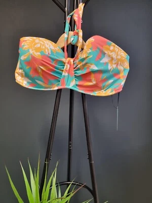 Womens Bikini Top Bra Simply Yours Halter Neck Padded Wired Floral Size 42F BNWT - Image 1 of 4