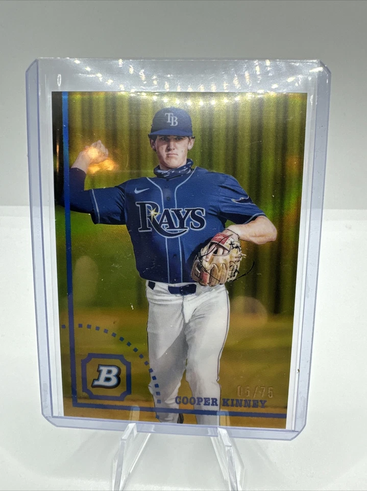2022 Bowman Heritage Cooper Kinney Yellow Refractor SP #'d /75 Tampa - Image 1 of 1