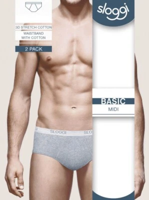 SLOGGI Basic Midi Slip uomo cotone vita media confezione da 2 pezzi - Immagine 1 di 4