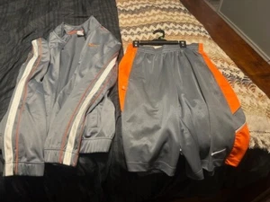 Nike Tracksuit Men’s Size Medium Jacket & small shorts Grey/Orange - Picture 1 of 6
