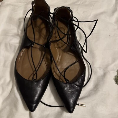 Pisos con cordones Aquazzura Christy de cuero negro talla 39 Foto 1 de 4