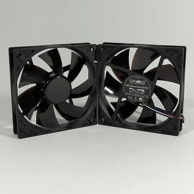 Pair (2x) NoiseBlocker NB-BlackSilentPRO 600-1500 RPM 120mm Black Case Fans PLPS - Image 1 of 4