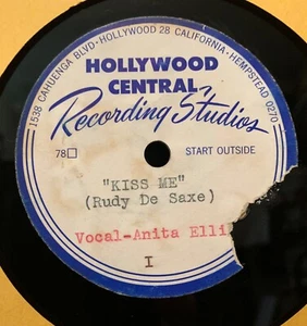 Acetate ANITA ELLIS / KISS ME (I can't find this title on line /unreleased? HEAR - Picture 1 of 2