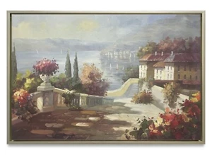 NY Art-Original Oil Painting of Italian Vista on Canvas 24x36 Framed - Picture 1 of 6