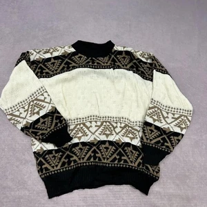 Vintage knitted jumper Abstract patterned knit sweater Men's M - Picture 1 of 5