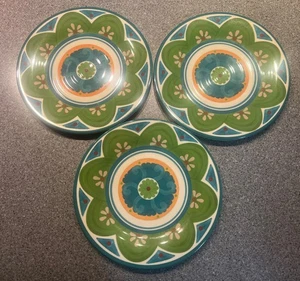 Target 2011 Home Melamine Blue Green Dinner Plates 10.5” Set Of 3 NWT - Picture 1 of 5