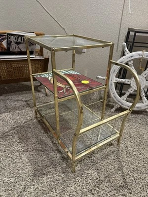 Mid-Century Golden Newspaper Rack with Shelves, 1950s / 60s - Image 1 of 4