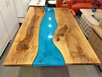 Epoxy Resin Art Epoxy Resin Walnut Wood Table Top Custom Order Home Decor - Image 1 of 4