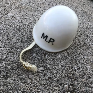 Vtg 1960's GI JOE WHITE MILITARY POLICE MP HELMET  Hong Kong W/Strap Some Wear - Picture 1 of 8