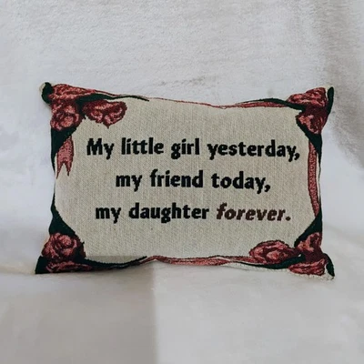 Tapestry Throw Accent Pillow Mother Daughter Friend Quote Home Decor Floral - Image 1 of 4