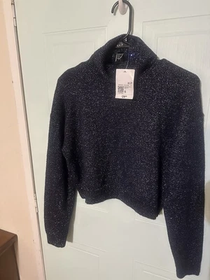 Suéter Forever 21 Cuello Alto Azul Oscuro Brillante Nuevo Con Etiquetas Talla Pequeña Foto 1 de 4