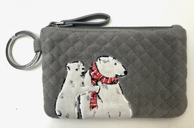 Vera Bradley молнии ID чехол спокойный серый бархат медвежий Merry белый медведь б/у в отличном состоянии - Изображение 1 из 4