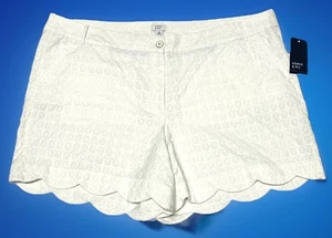 Crown & Ivy Shelby Womens Sz 24W Mid-Rise Shorts Scalloped Hem White - New NWT - Picture 1 of 10