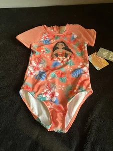 Disney Girls Moana One Piece short Sleeve Size 9/10 Swimsuit - Picture 1 of 5