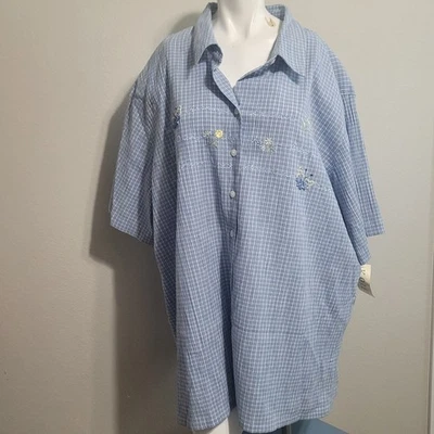 NUEVO Koret 32W Botón Delantero Camisa Polo Cuello Flor Bordado Nombres Jardín Foto 1 de 4