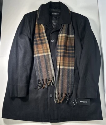 Black Rivet Wilson’s Leather Black Wool Peacoat W/ Scarf Men’s 3XLT NWTs $350 - Image 1 of 4