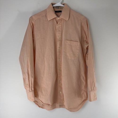 Camicia elegante uomo Burberry London pesca 14 5 32 33 Made in USA 100% cotone