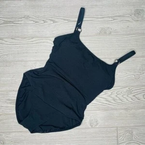 Vintage Leilani black one piece swimsuit swimwear with round metal detail 6 - Picture 1 of 9