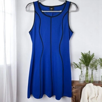 MOSSIMO Sleeveless Stretch Fit & Flare Dress - Size M - Blue with Black Trim - Image 1 of 4