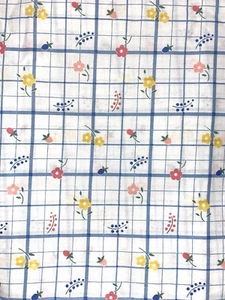Vintage Wamsutta Hallmark Baumwollstoff Country Plaid Küche weiß blau BTY - Bild 1 von 3