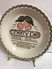 Vintage Ceramic Cherry 10.5" Pie Dish w/ recipe made in Japan