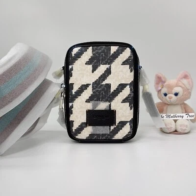 Coach CJ672 Stanton Crossbody With Houndstooth Print Black Cream Leather Canvas - Image 1 of 4