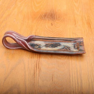 Vintage Homemade Pottery Brown Single Handle Tray Incense Burner - Picture 1 of 6