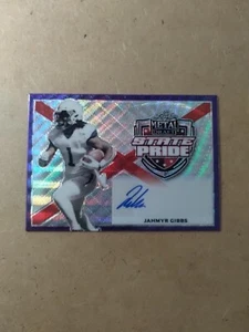 2022 Leaf Metal Rookie Jahmyr Gibbs State Pride Purple Wave Autograph-10/20 - Picture 1 of 4