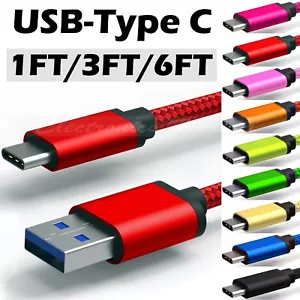 ✔ Nylon Braided Rope USB-C Type C Data Sync Charger Charging Cable Cord - LOT - Picture 1 of 10