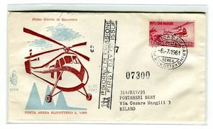 San Marino FDC Venetia 1961 P.A. Elicottero viaggiata Racc. per l'Italia - Picture 1 of 1