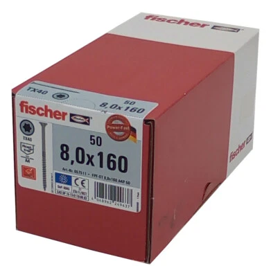 50x Fischer Vite per Legno 8,0x160 Acciaio Inox A4 Tx Svasata Filettatura Parte - Immagine 1 di 2