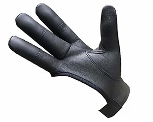 Archery Shooting Gloves | 4 Fingers in Black & Chocolate Brown - Genuine Leather - Picture 1 of 3