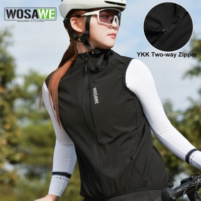 WOSAWE Unisex Breathable Reflective Windproof Vest YKK Two-Way Zip Cycling Vest - Image 1 of 4