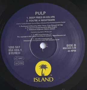 PULP - LIPGLOSS - Rare Orig UK Island Records 12" + Picture Sleeve - Picture 1 of 6