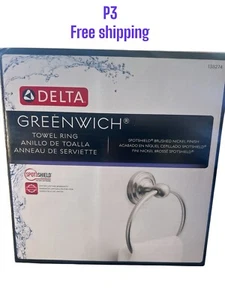 Delta Greenwich Towel Ring in SpotShield Brushed Nickel 138274 - New F shipping - Picture 1 of 1