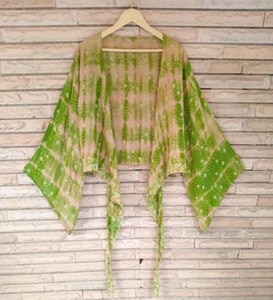 Crepe Beige Wrap Top Tie Blouse Boho Crop Tops Dress Girl Woman Clothing PSW1518 - Picture 1 of 8