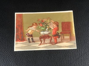CHROMO CARD FLEUR D'APPARTEMENT EPOQUE 1880 90  - Picture 1 of 2