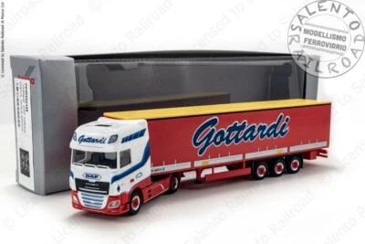 PIHR950398 camion DAF "Gottardi" con motrice bianca e rimorchio rosso 1:87 H0 - Immagine 1 di 4