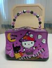 Sanrio Hello Kitty Witch 2022 Halloween Tin Purple Beaded Handle Lunch Box